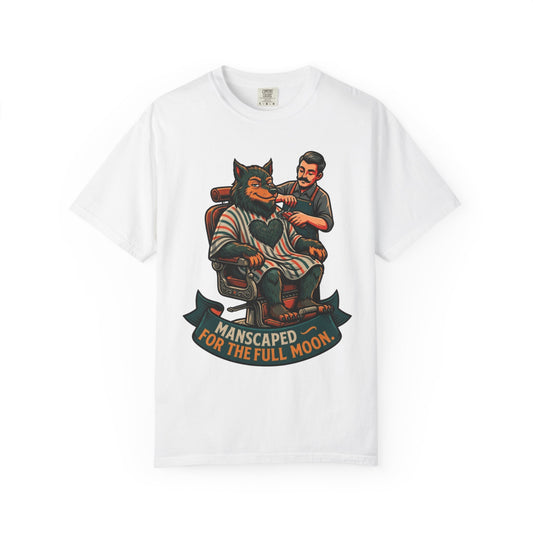 Color: White | Manscaped for the Full Moon Unisex Garment-Dyed Tee