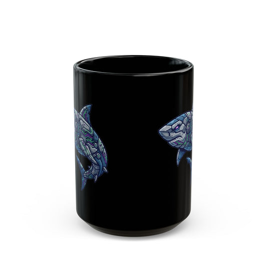 "Cyber Shark" Black Ceramic Mug