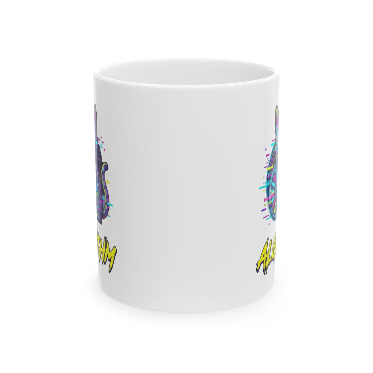 "Keep Calm And Blame The Algorithm" White Ceramic Mug — Graphic