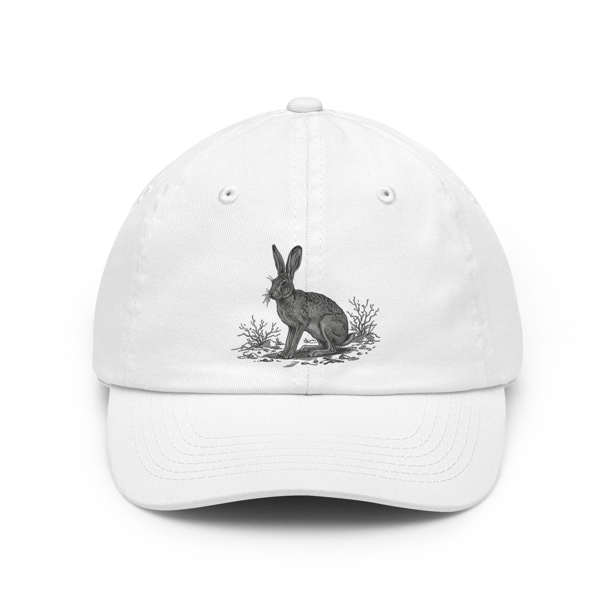 Color: White | Pencil Sketch Art Jack Rabbit Dad Hat