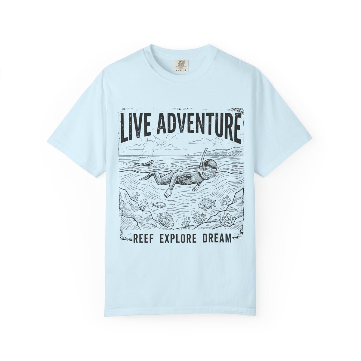Color: Chambray | Live Adventure Surfing Unisex Garment-Dyed Tee