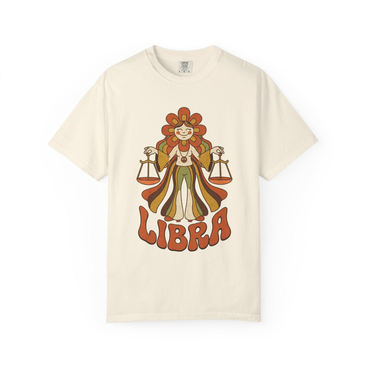 "Retro Mascot Groovy Libra" Unisex Garment-Dyed Tee