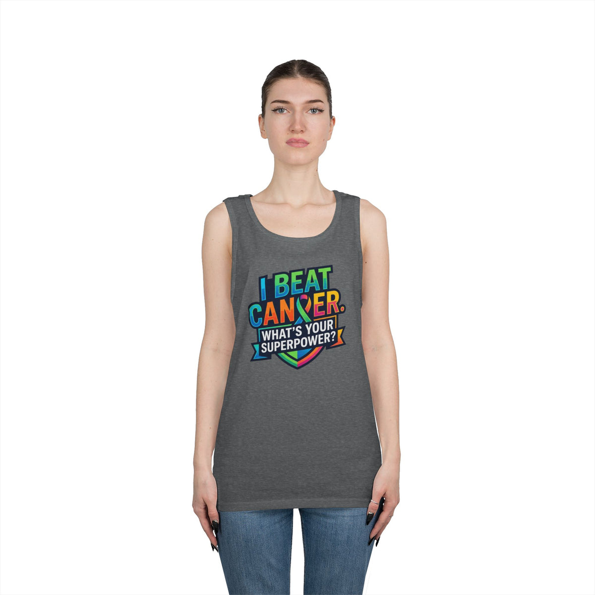 Color: Graphite Heather | I Beat Cancer - What is Your Superpower Tank Top