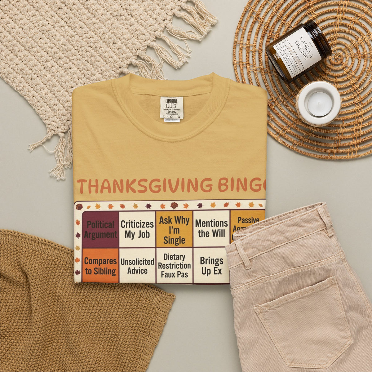 Thankgiving Bingo Unisex Garment-Dyed Tee