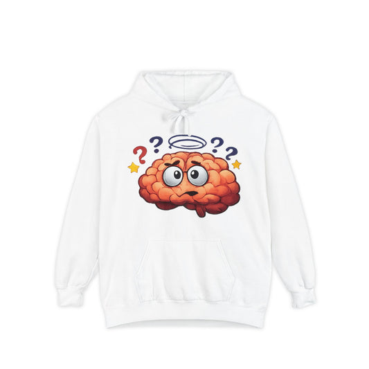 Color: White | Error 404: Brain Not Found | Garment-Dyed Hoodie — AttitudeShirts