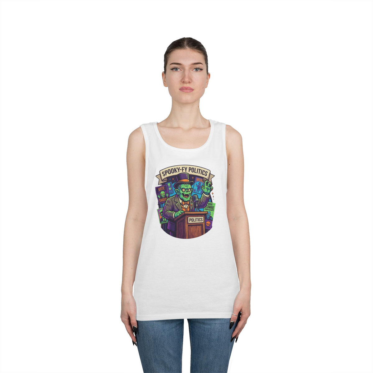 Color: White | Spooky-Fy Politics Tank Top
