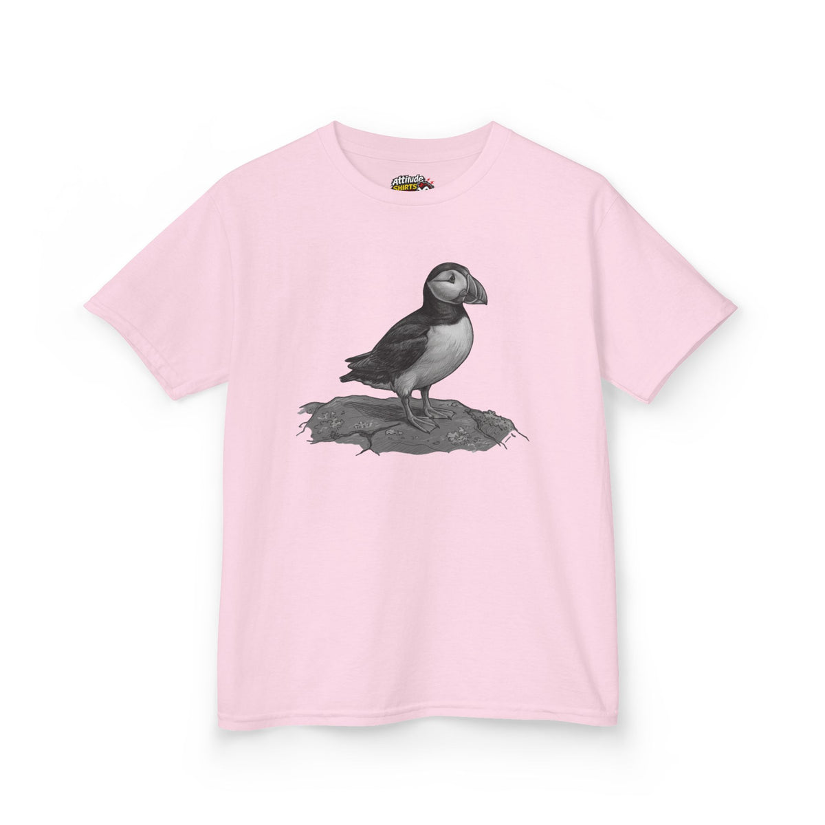 "Pencil Sketch Art Puffin" Kids Tee