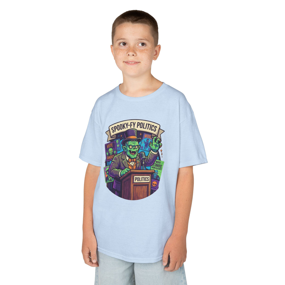 Color: Light Blue | Spooky-Fy Politics Kids Tee