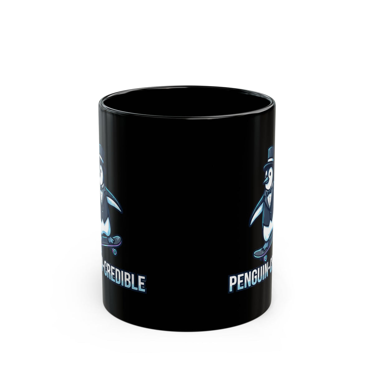 "Penguin Credible" Black Ceramic Mug