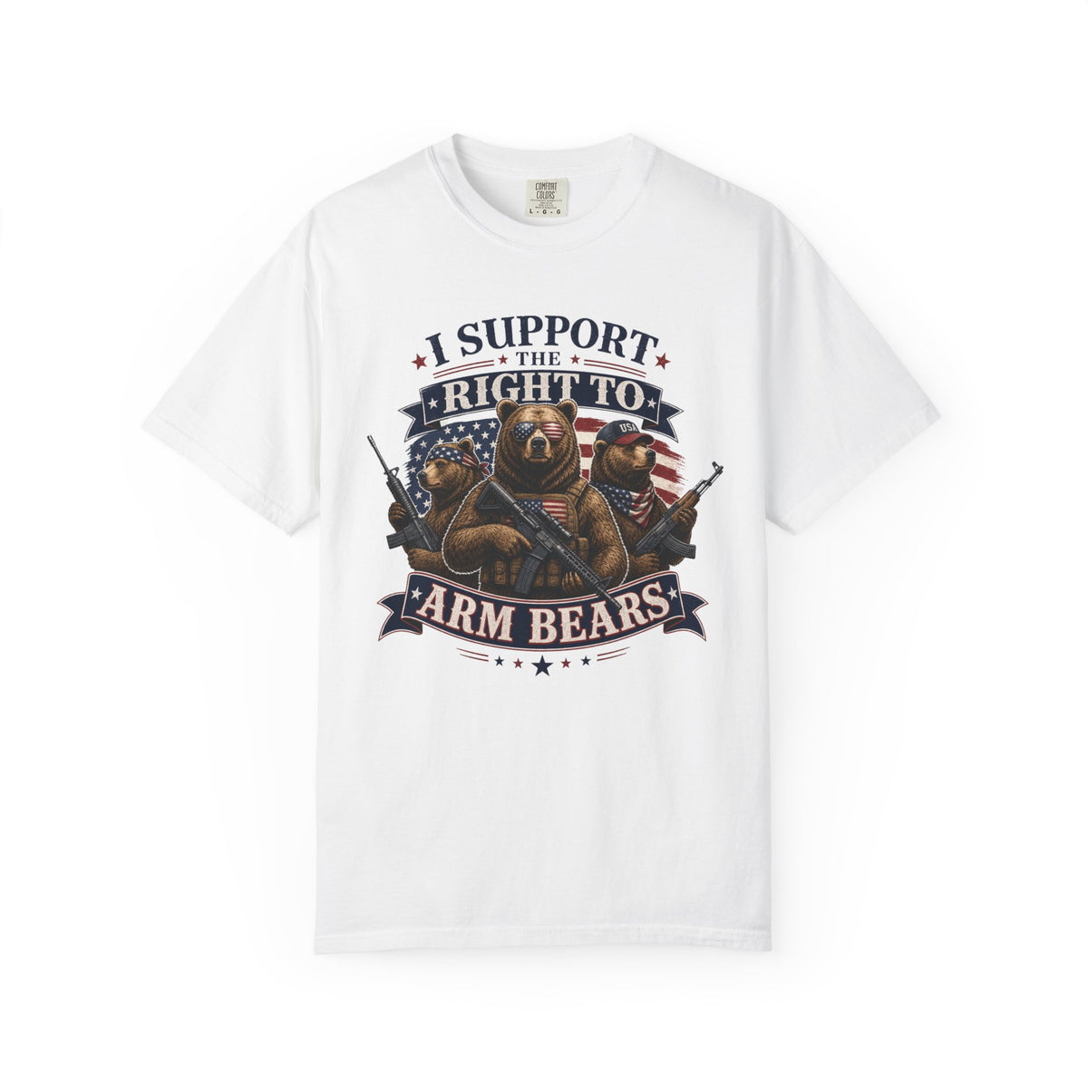 Color: White | Armed Bears Unisex Garment-Dyed Tee