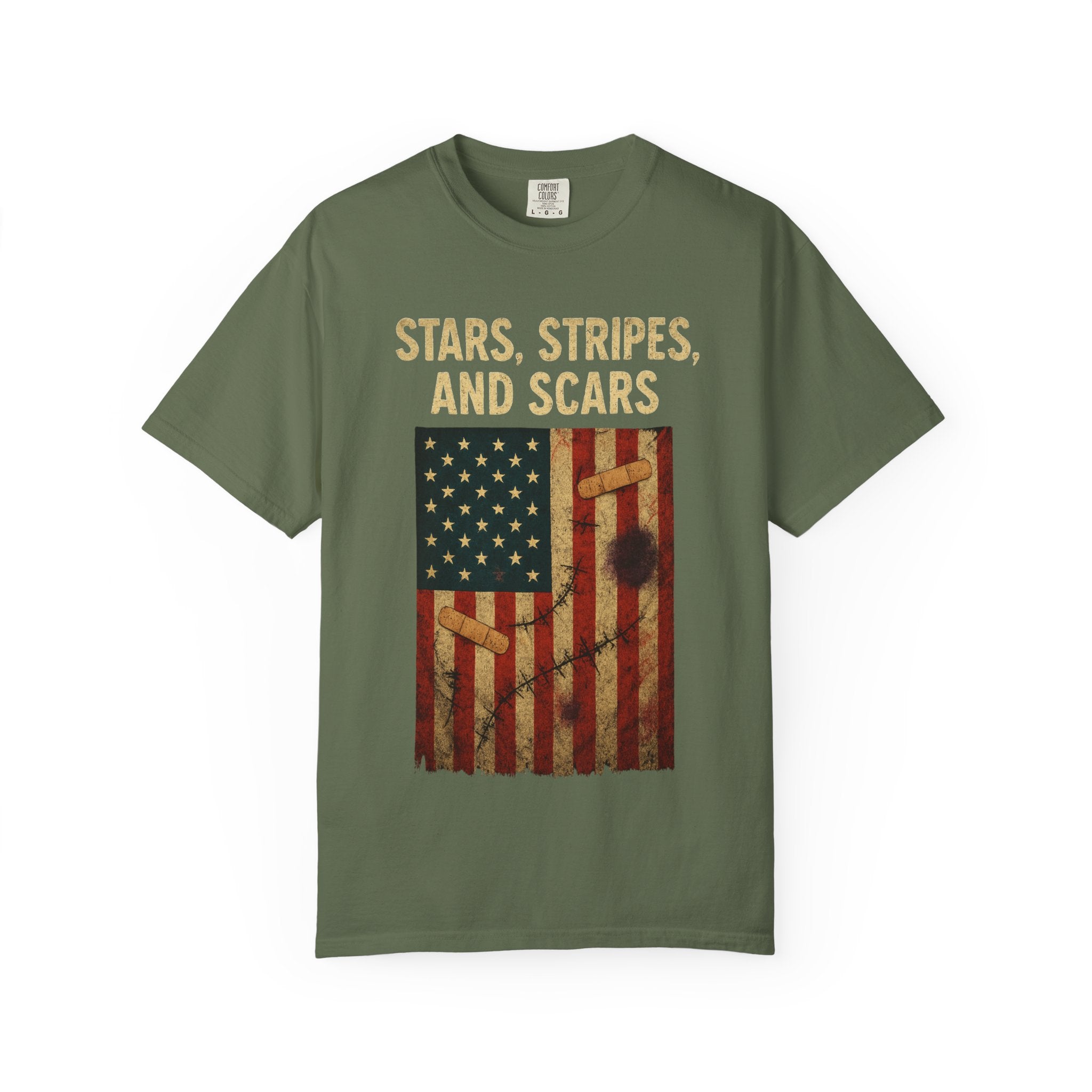 "STARS, STRIPES, AND SCARS" Unisex Garment-Dyed T-shirt