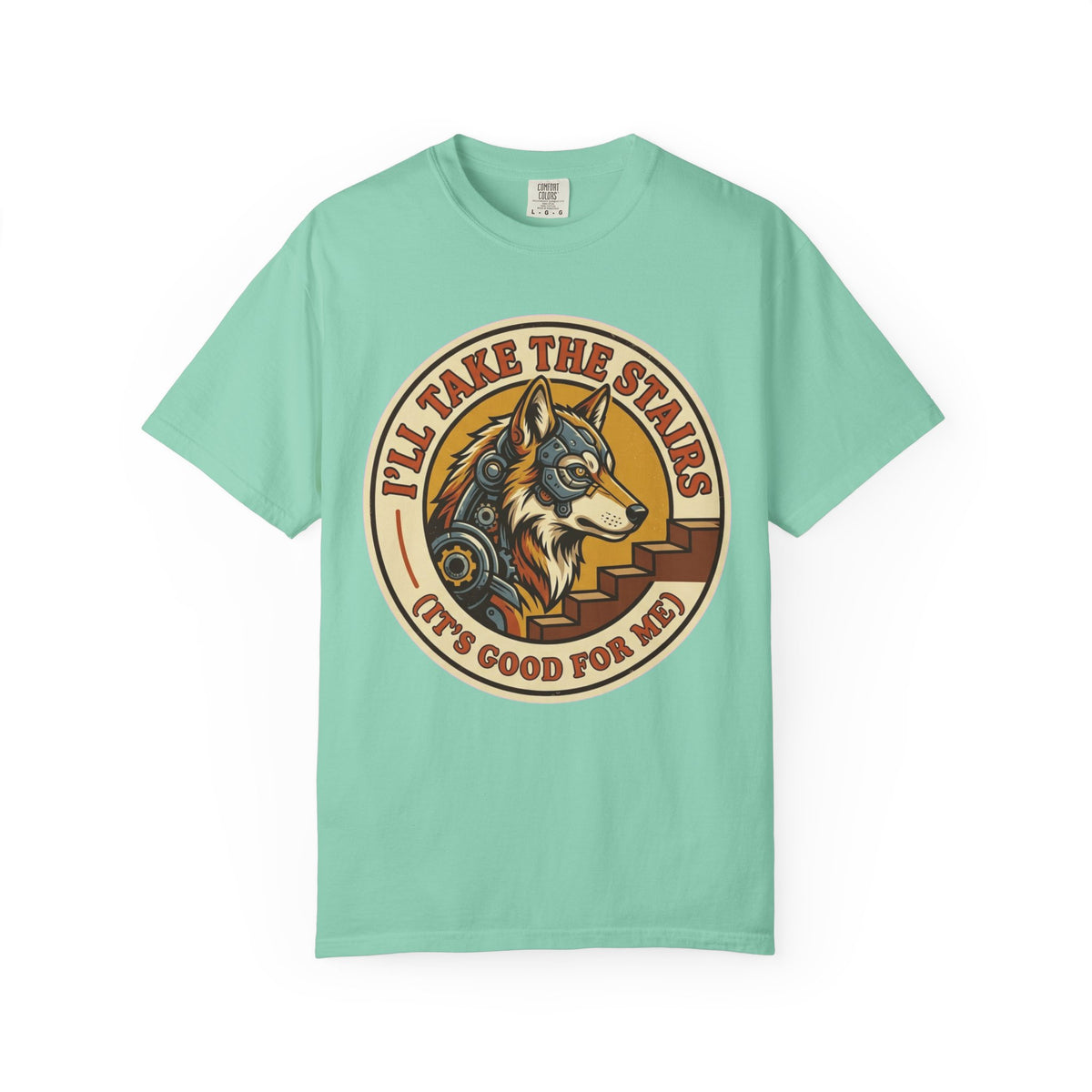 Color: Island Reef | Take the Stairs Unisex Garment-Dyed Tee