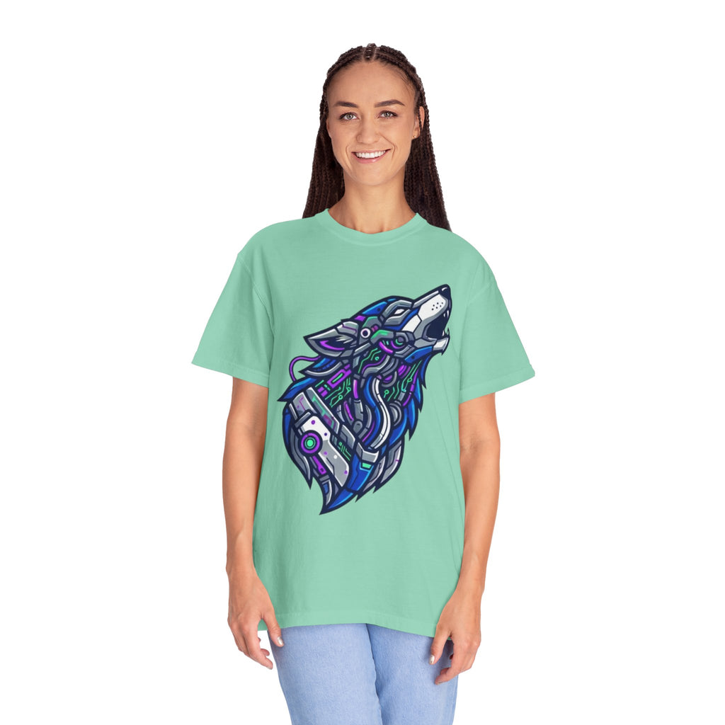 "Cyber Wolf" Unisex Garment-Dyed Tee