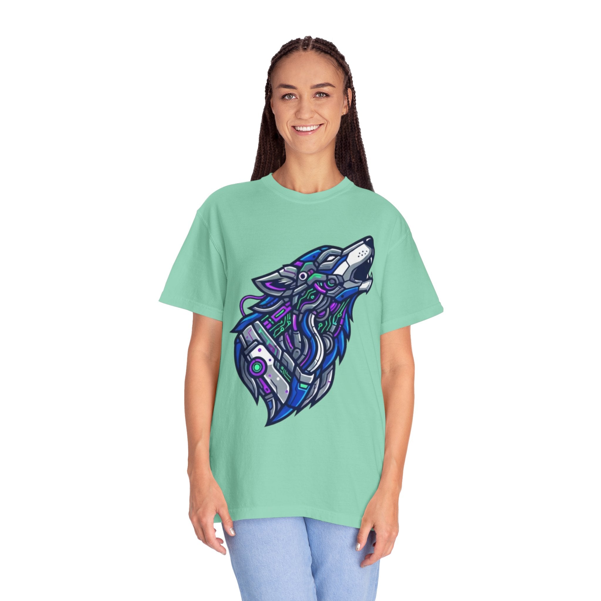 "Cyber Wolf" Unisex Garment-Dyed Tee