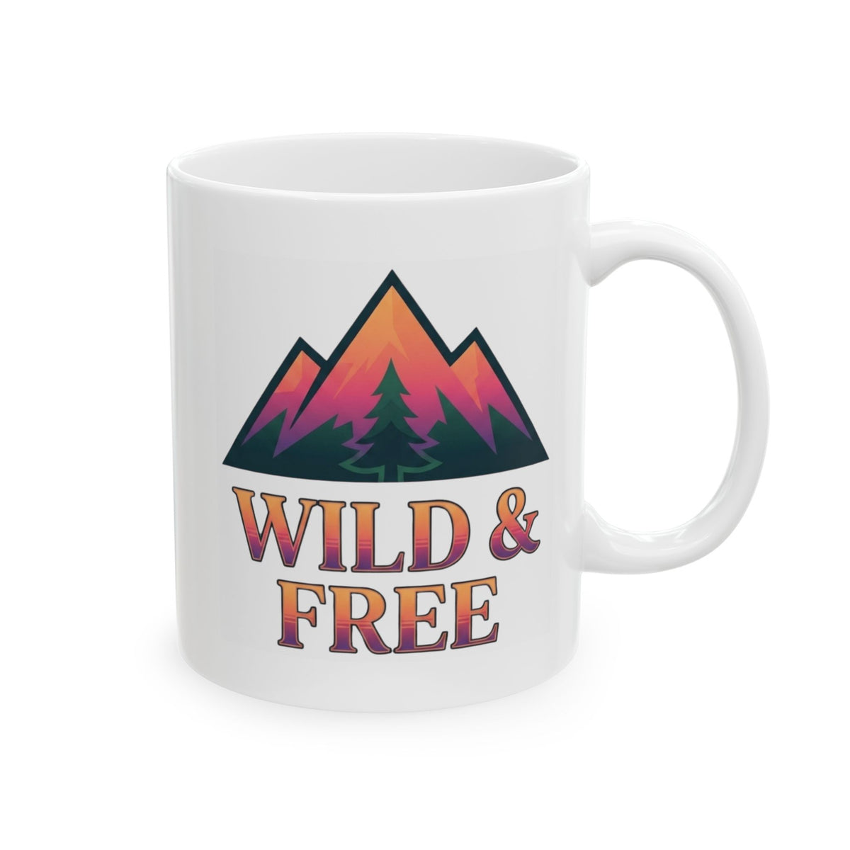 "Wild & Free" White Ceramic Mug — Graphic