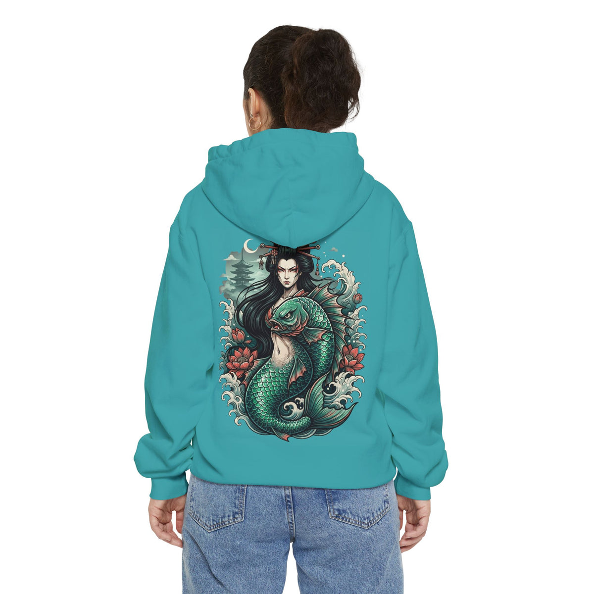 Color: Seafoam | Ningyo (Japanese Folklore) Garment-Dyed Hoodie