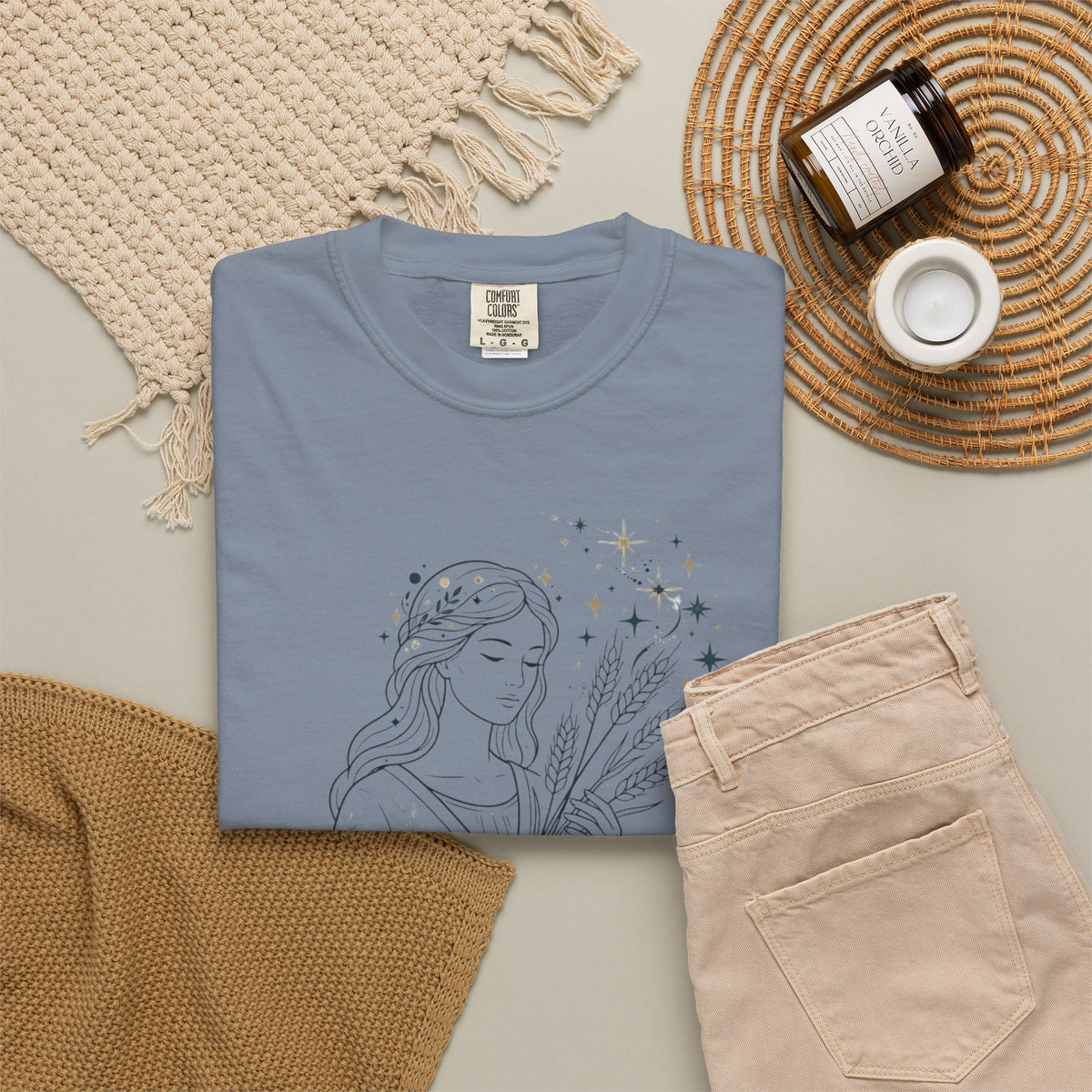 "Virgo The Wheat Maiden" Unisex Garment-Dyed Tee