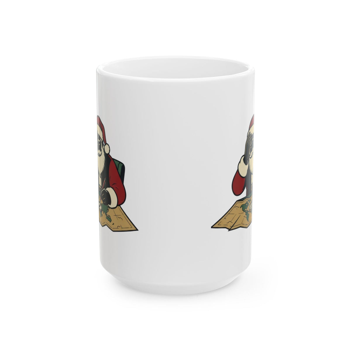 "Ho Ho Hard At Work" White Ceramic Mug — Graphic