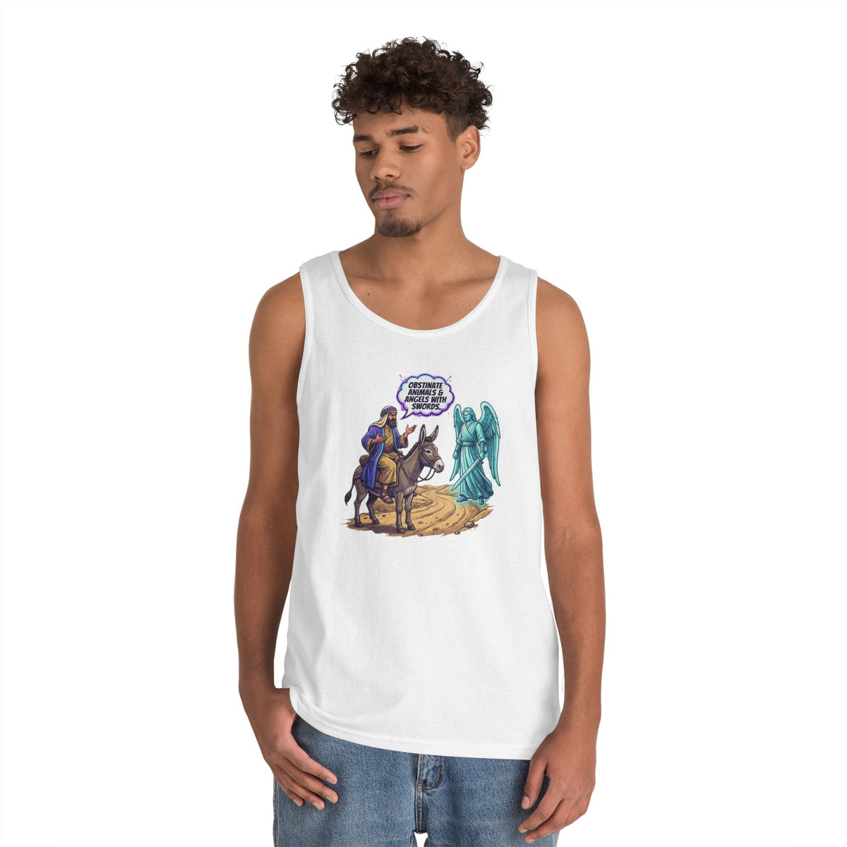 Color: White | Good Book Series Obstinate Animals & Angels With Swords Tank Top