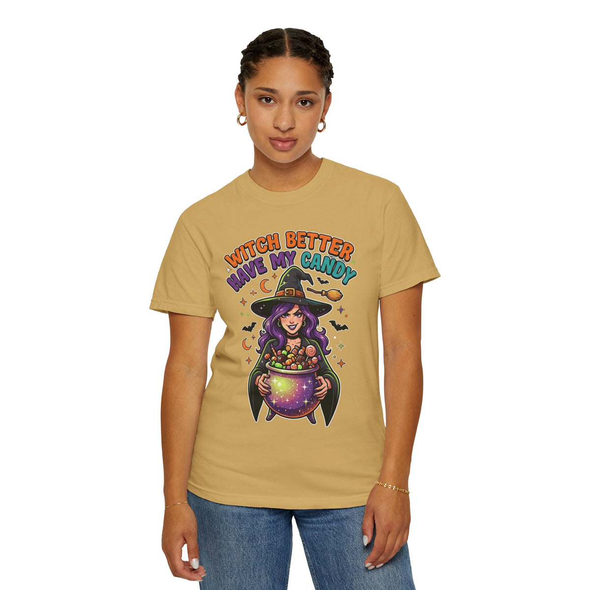 Color: Mustard | Witch Better Have My Candy Unisex Garment-Dyed Tee