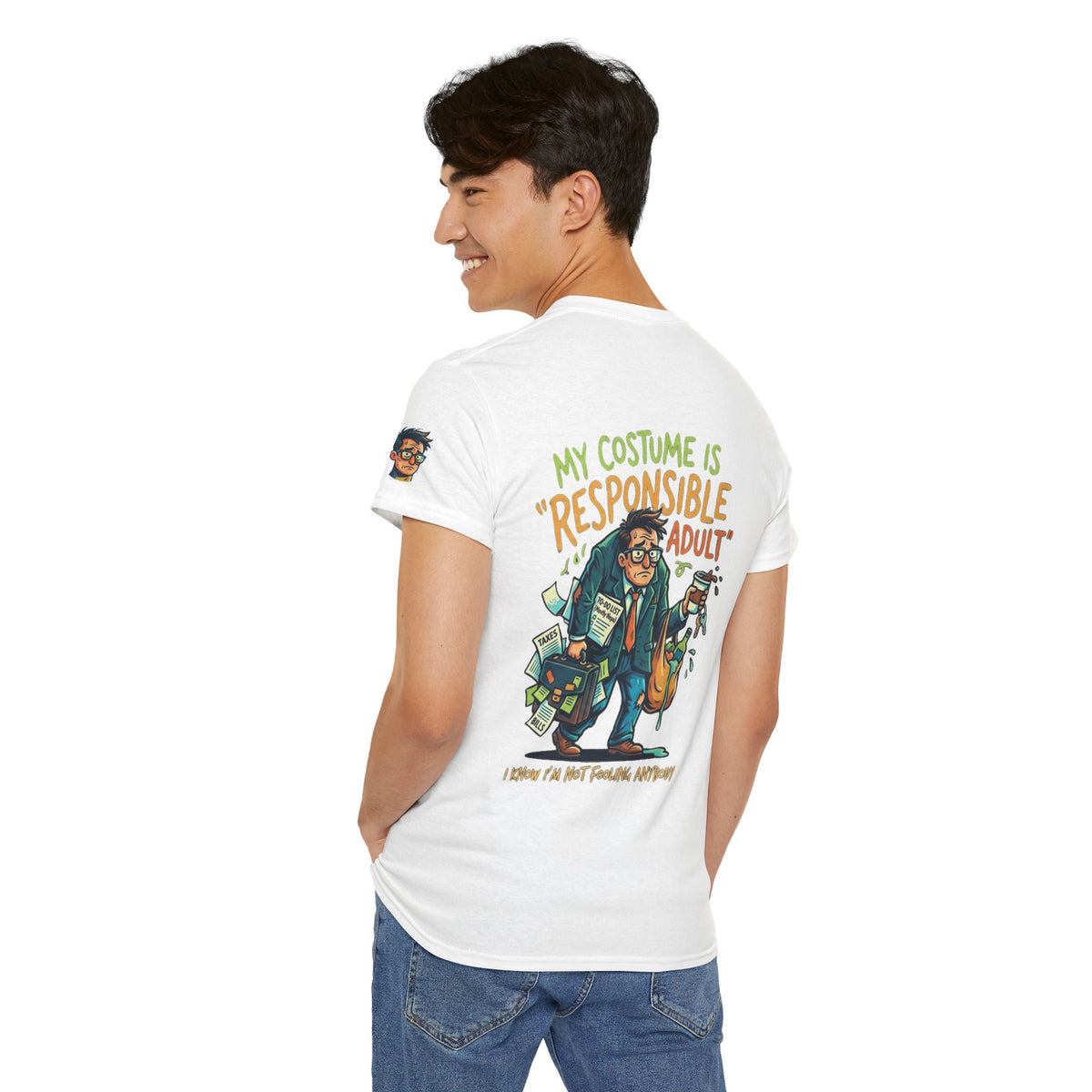 Color: White | Responsible Adult Costume Premium Graphic Tee