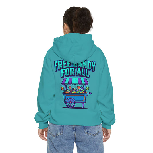 Color: Seafoam | Free Candy For All Garment-Dyed Hoodie