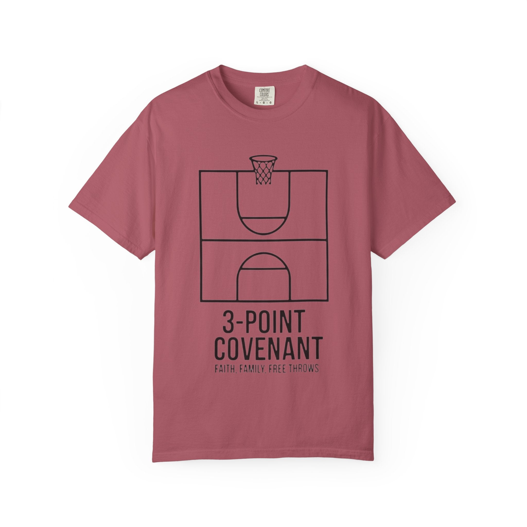 “3‑Point Covenant: Faith, Family, Free Throws" Unisex Garment-Dyed T-shirt