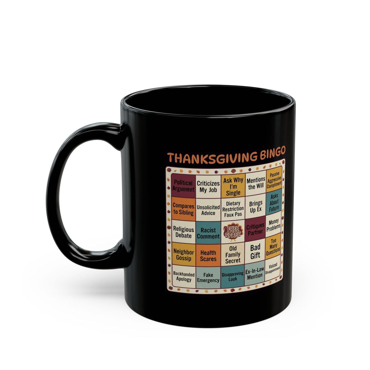 "Thankgiving Bingo" Black Ceramic Mug