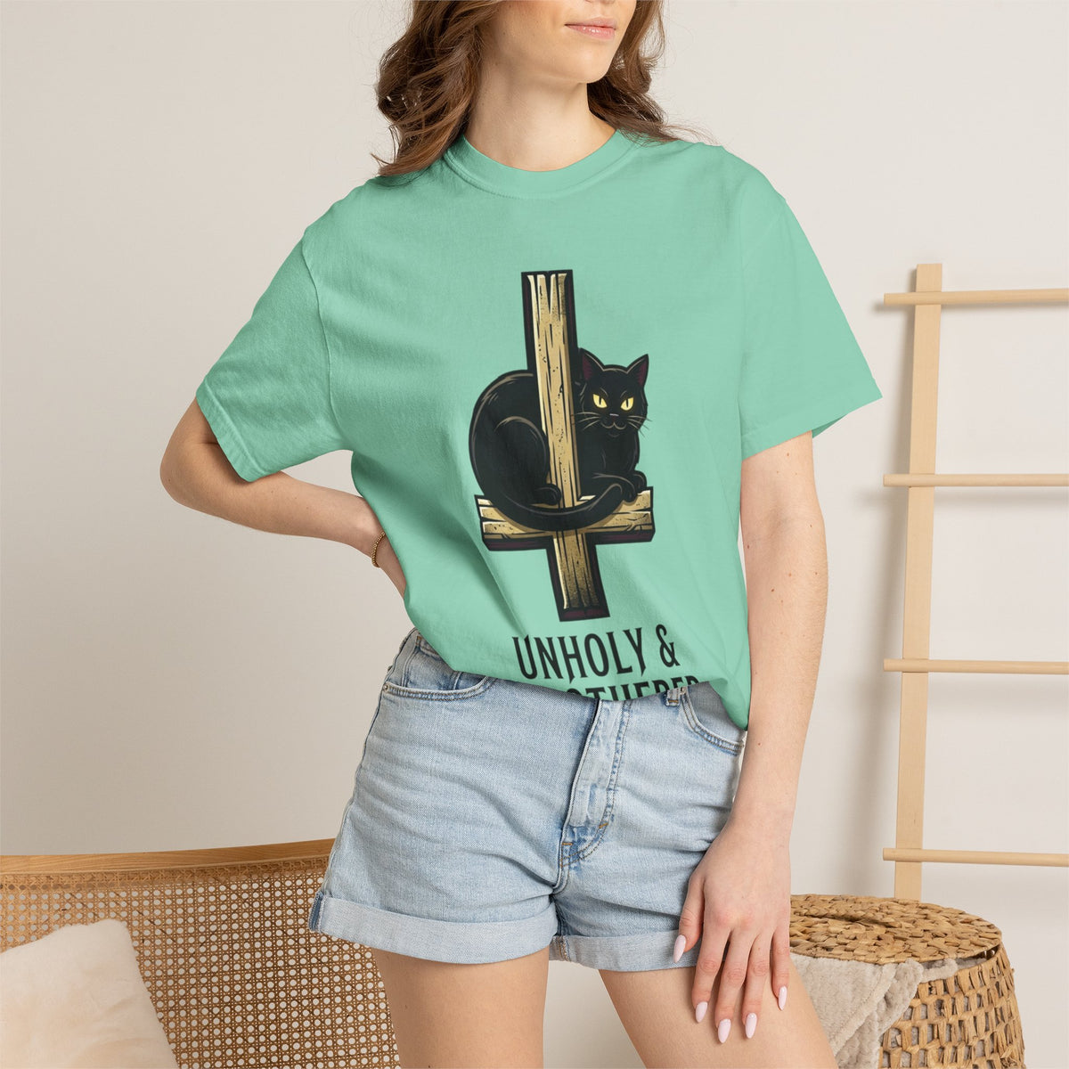 Color: Island Reef | Unholy and Unbothered Unisex Garment-Dyed Tee