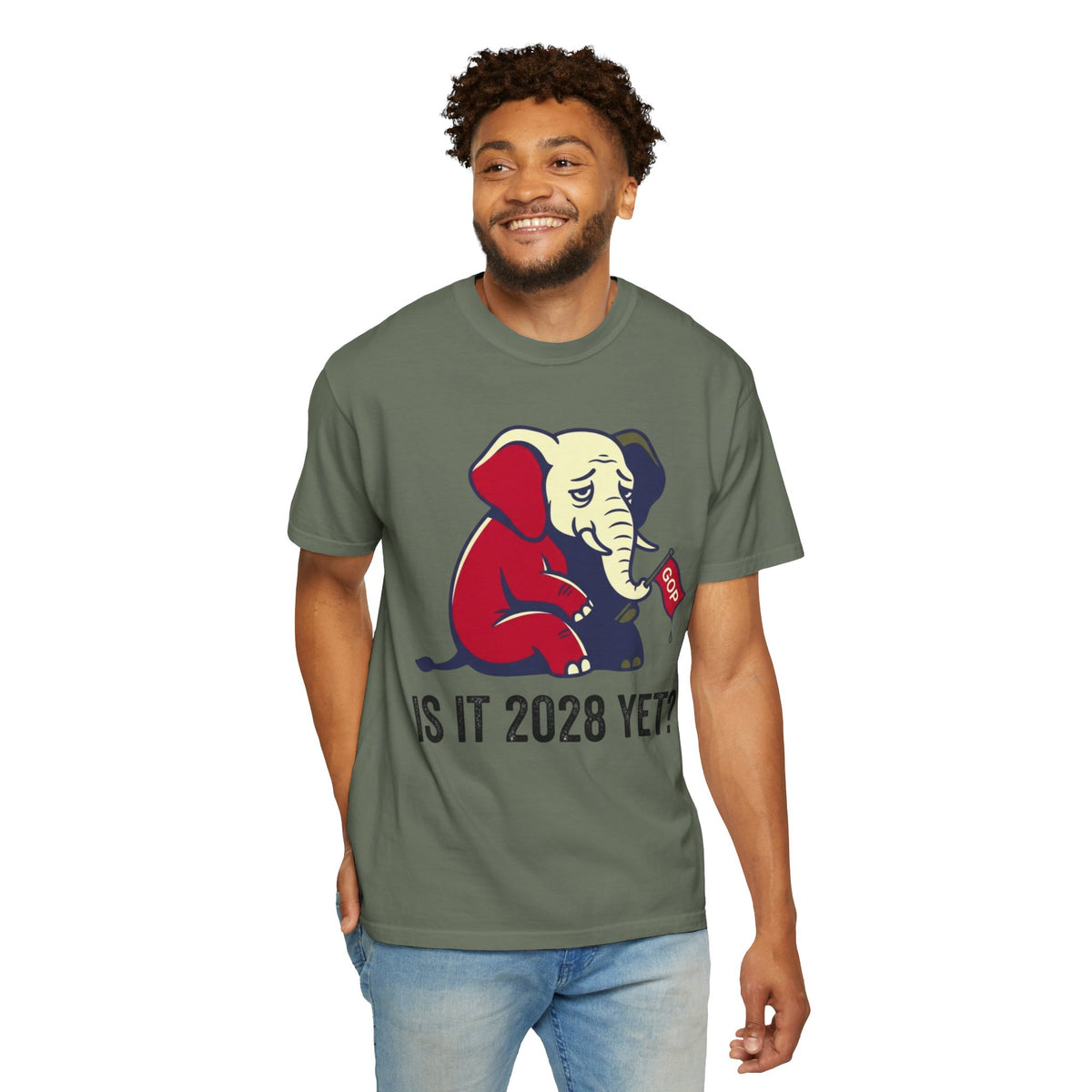 Color: Moss | Is It 2028 Yet Unisex Garment-Dyed Tee