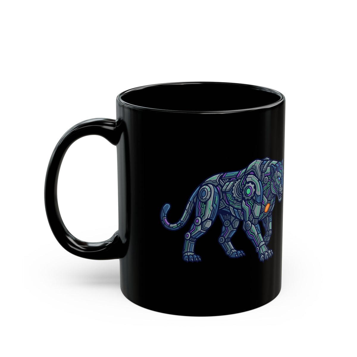 "Cyber Panther" Black Ceramic Mug