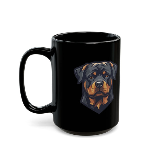 "Rottweiler Rulers Confident Powerful" Black Ceramic Mug — Graphic