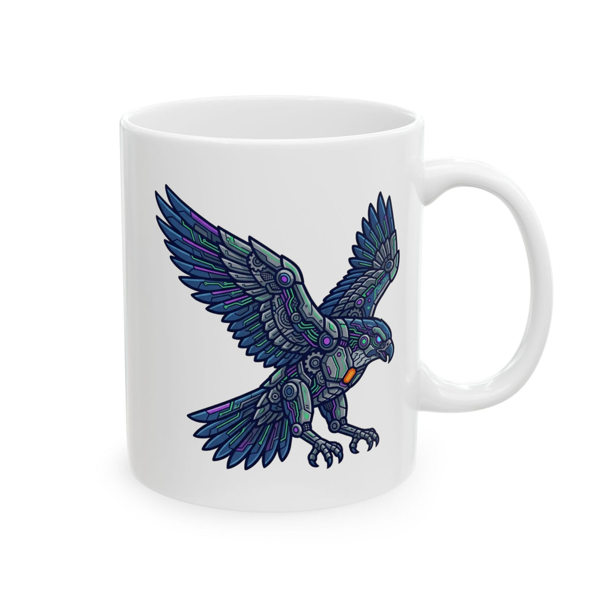 "Cyber Eagle" White Ceramic Mug
