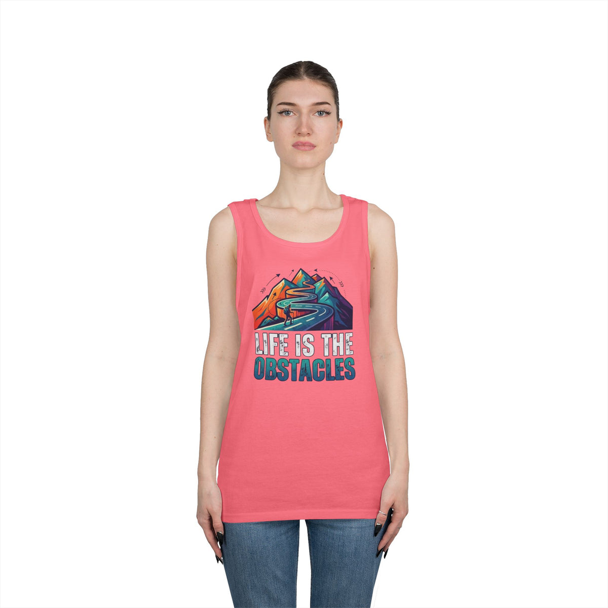 Color: Safety Pink | Life Is The Obstacles Tank Top