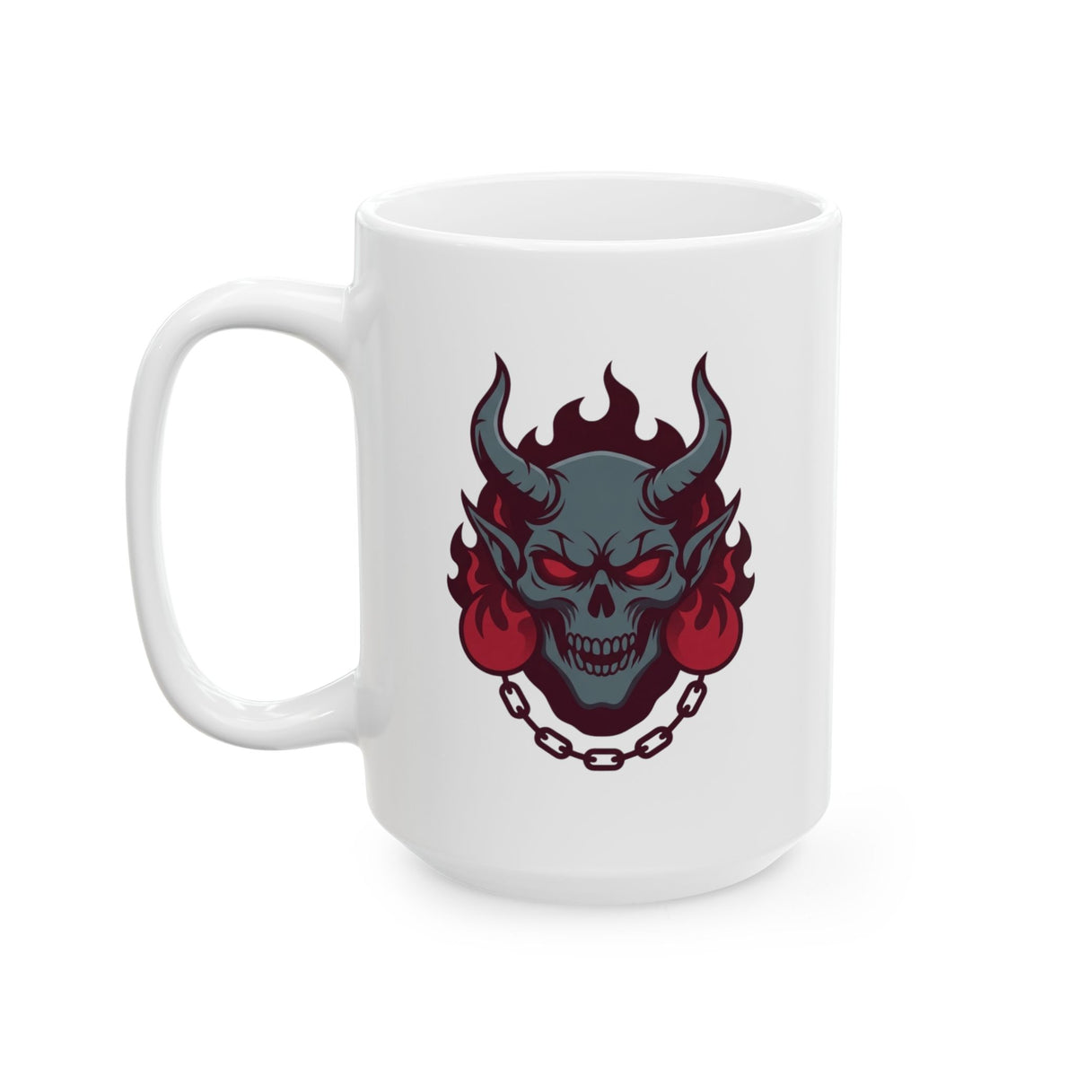 "Damned" White Ceramic Mug — Graphic