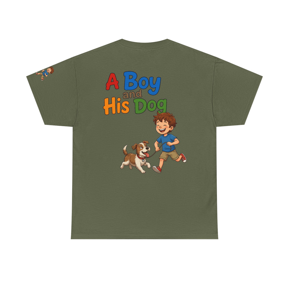 Color: Military Green | A Boy And His Dog Premium Graphic Tee