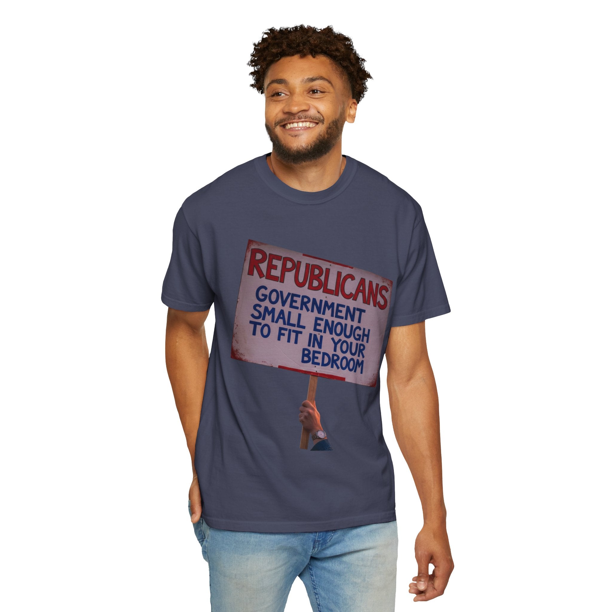 "Small Government (In All the Wrong Places)" Unisex Garment-Dyed T-shirt
