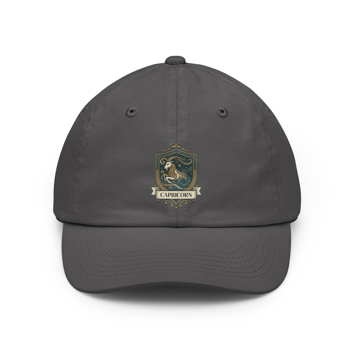 Color: Charcoal | Capricorn- The Sea-Goat Crest Dad Hat
