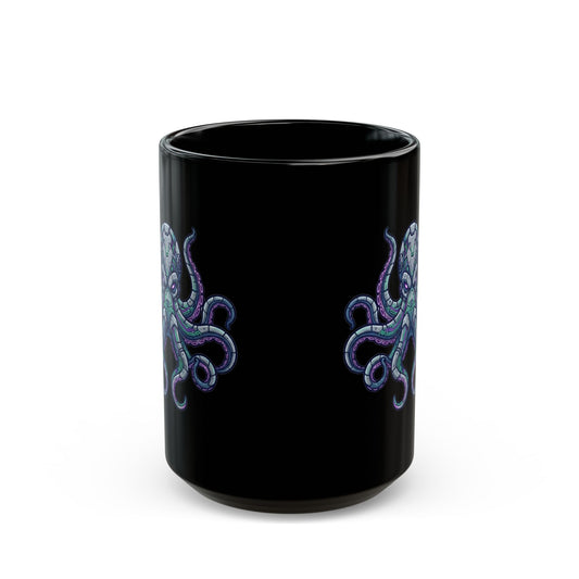 "Cyber Octopus" Black Ceramic Mug