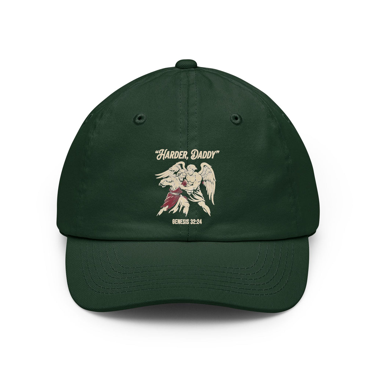 Color: Forest Green | Good Book Series Man vs Angel Dad Hat — Graphic