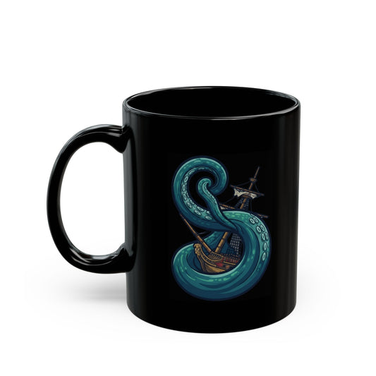 "The Kraken (Norse-Global Maritime)" Black Ceramic Mug — Graphic