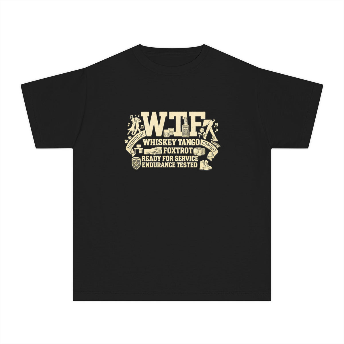 Color: Black | WTF Nature of Combat | Youth Tee — AttitudeShirts