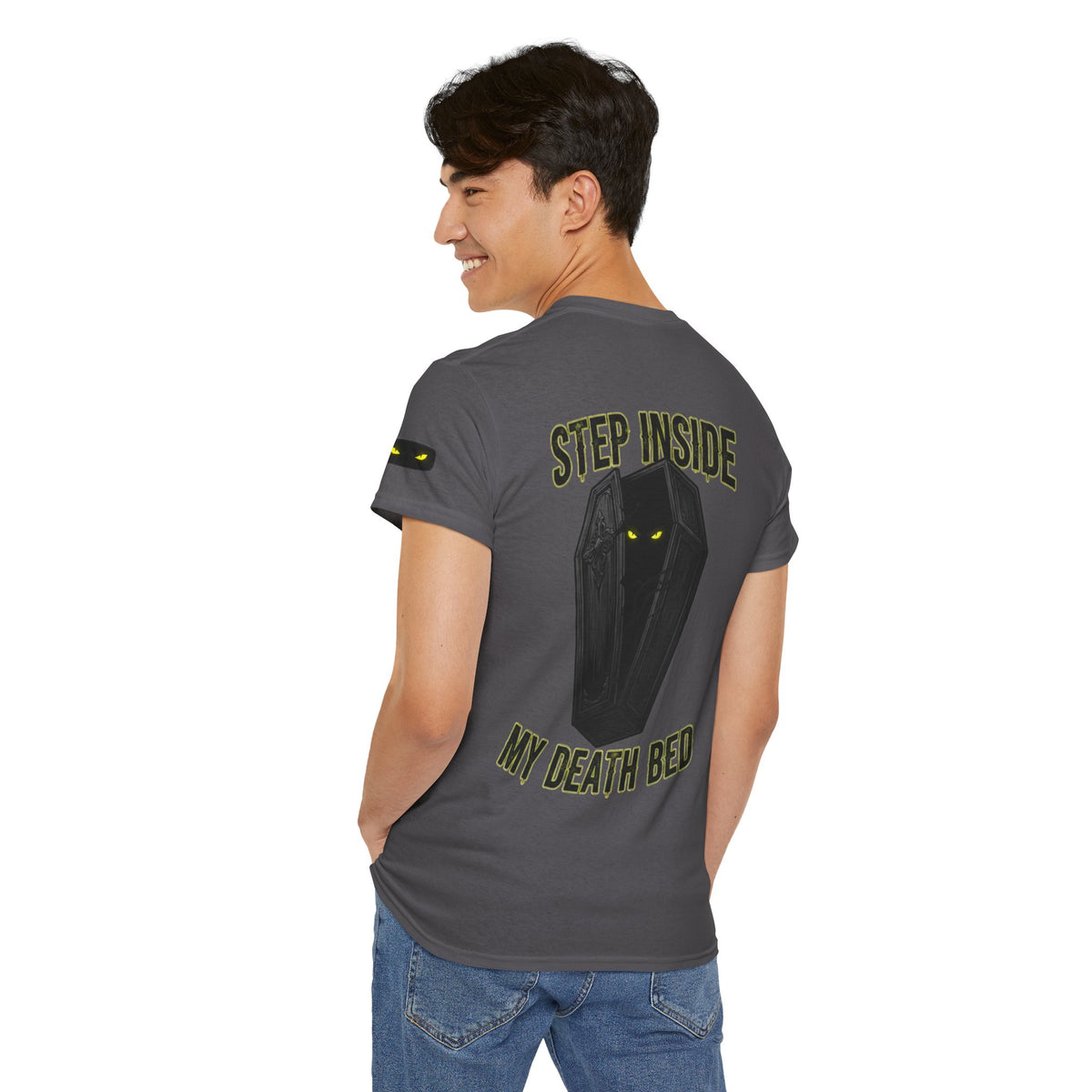 Color: Charcoal | Step Inside My Death Bed Premium Graphic Tee