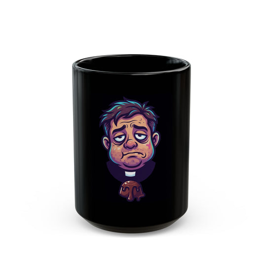 "Forgive Me Father Too Much Candy" Black Ceramic Mug — Graphic