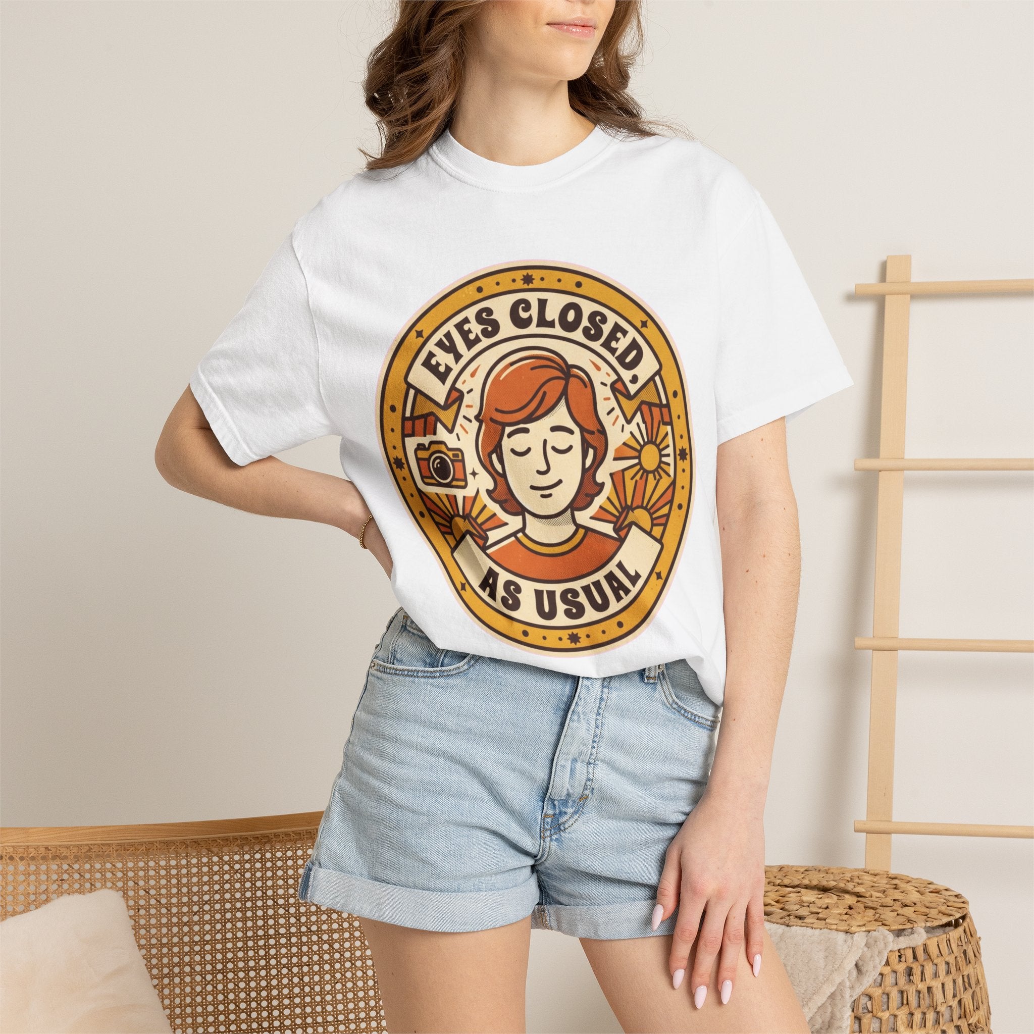 "Eyes Closed As Usual" Unisex Garment-Dyed Tee