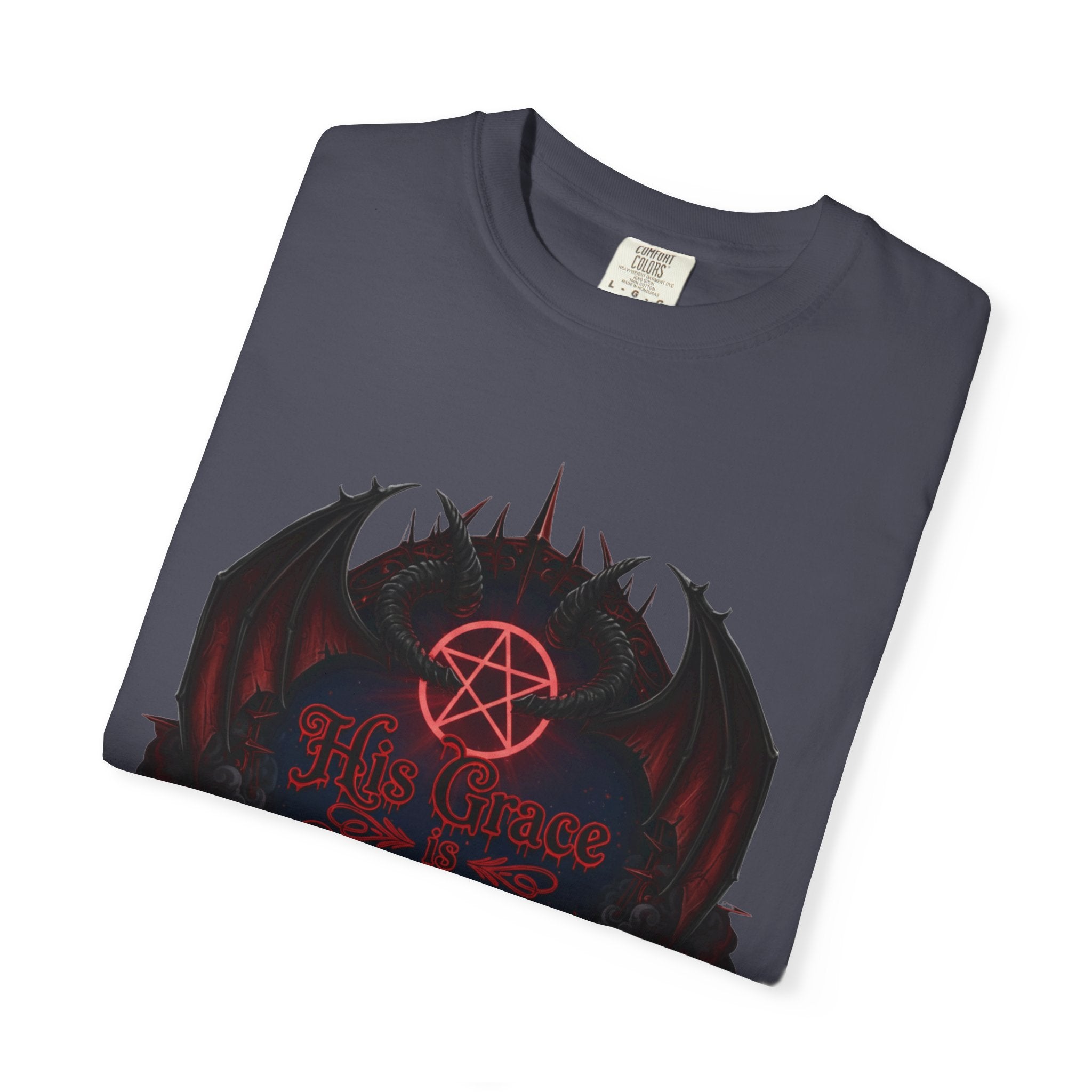 "His Grace is Sufficient Gothic T-Shirt" Unisex Garment-Dyed T-shirt