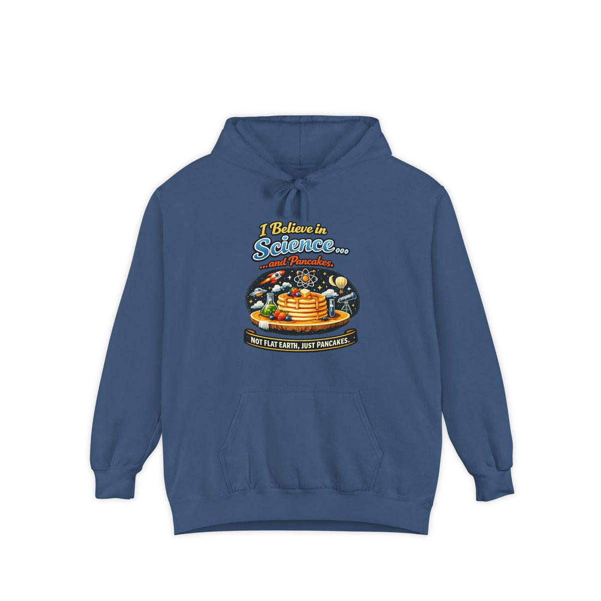 Color: True Navy | Science & Pancakes: My Two Moods | Garment-Dyed Hoodie — AttitudeShirts