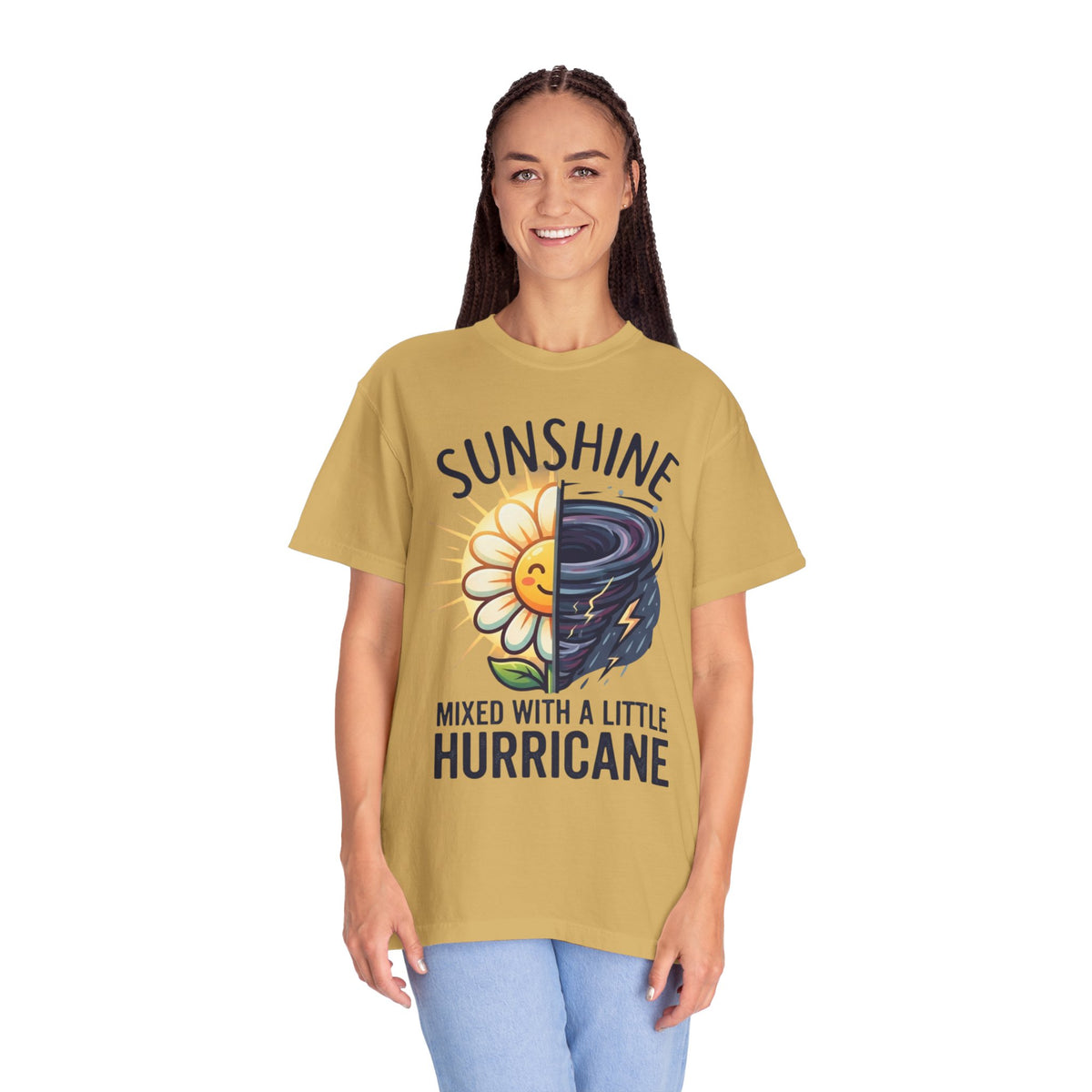 Color: Mustard | Sunshine Mixed With A Little Hurricane Unisex Garment-Dyed Tee