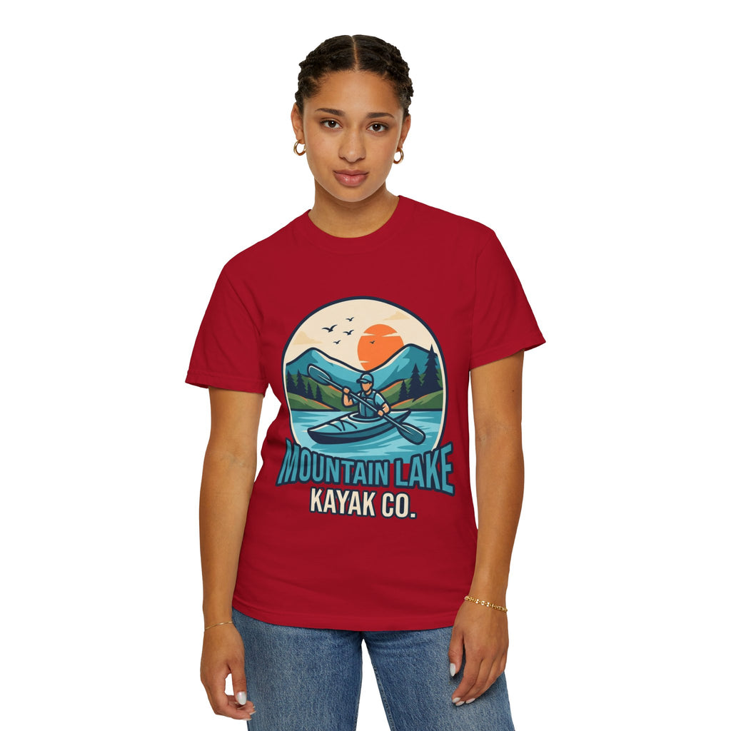 "Mountain Lake Kayak" Unisex Garment-Dyed Tee