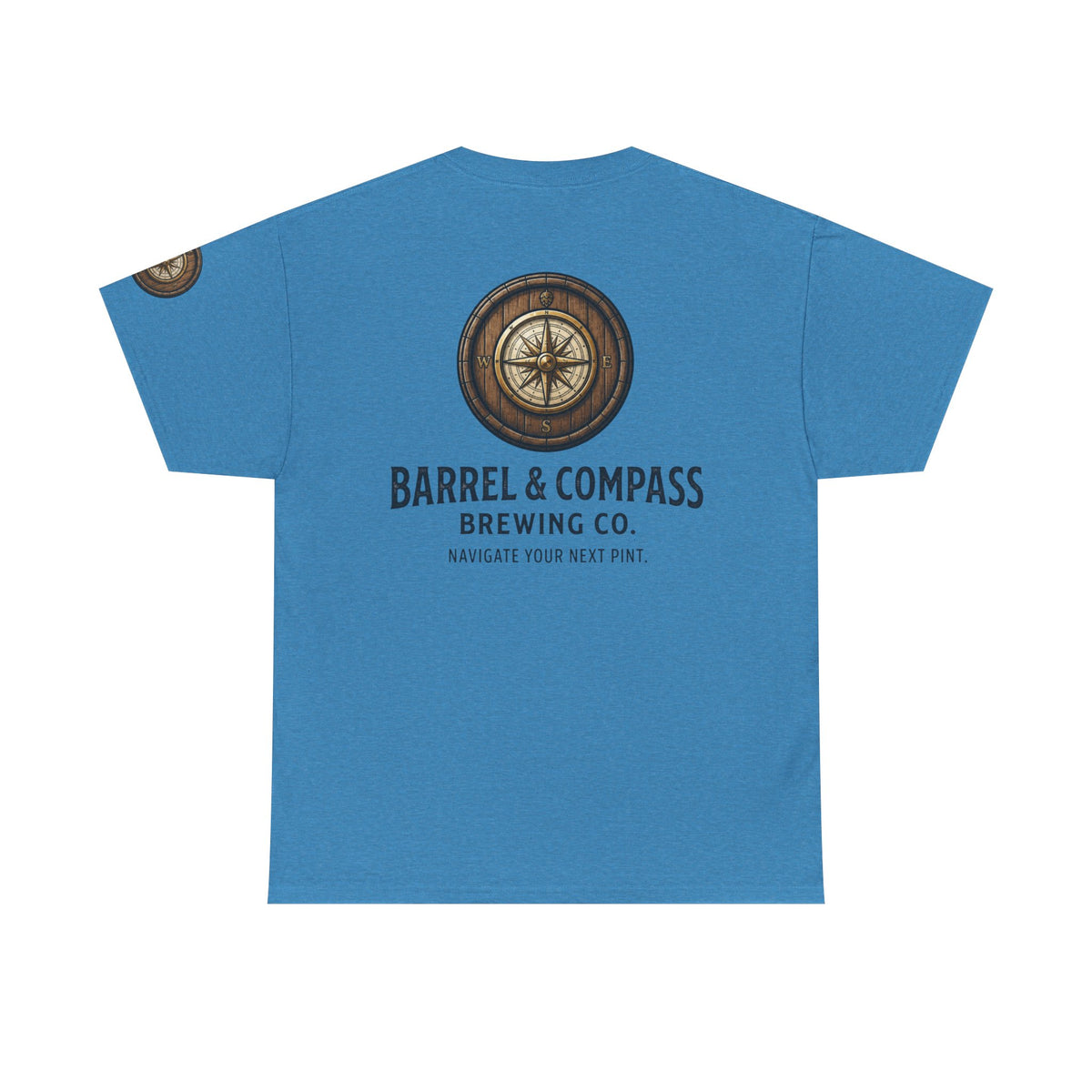 Color: Heather Sapphire | Barrel & Compass Brewing Premium Graphic Tee